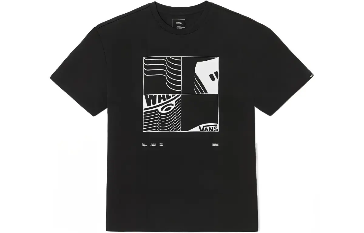 Vans T-Shirts Unisex Black Crew Neck Moderate Straight Fit