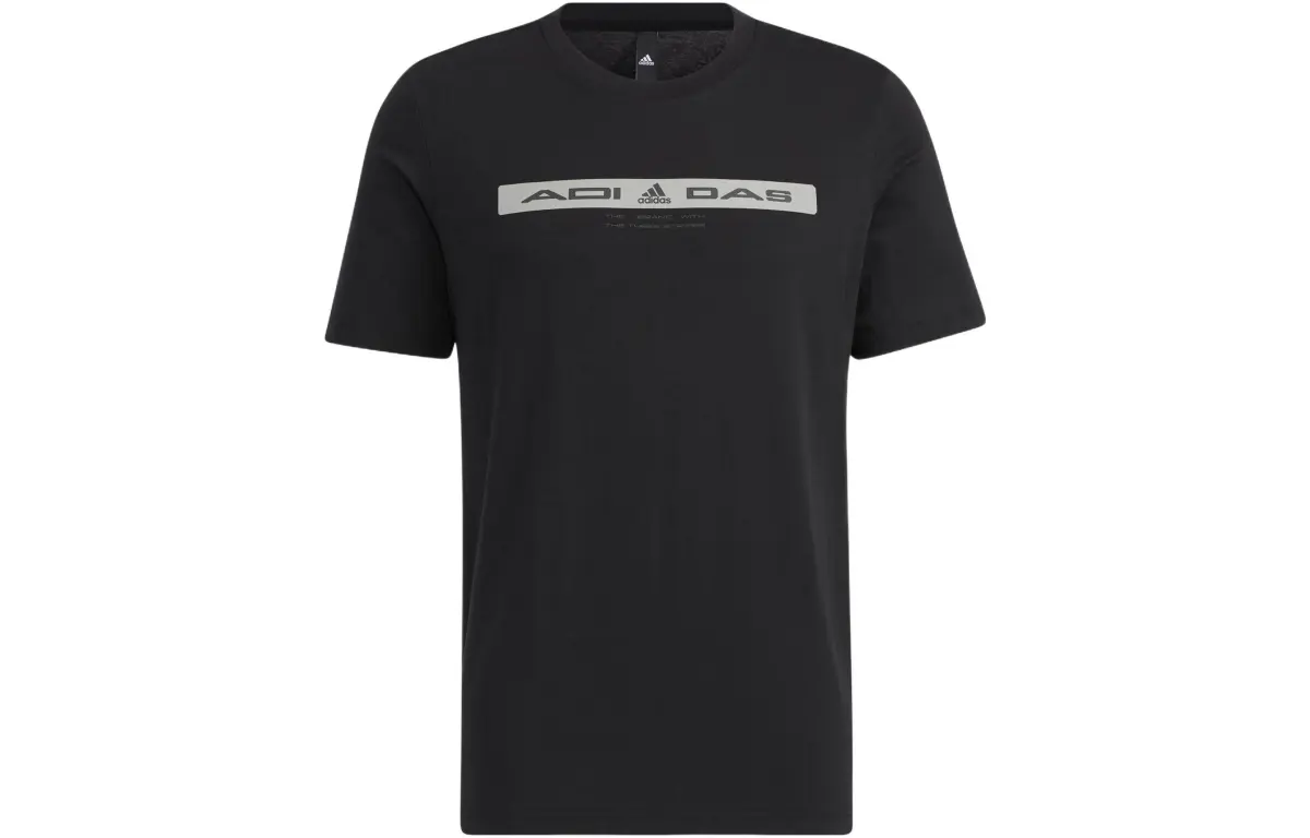 Adidas T-Shirts Men's Black Crew Neck Moderate Straight Fit