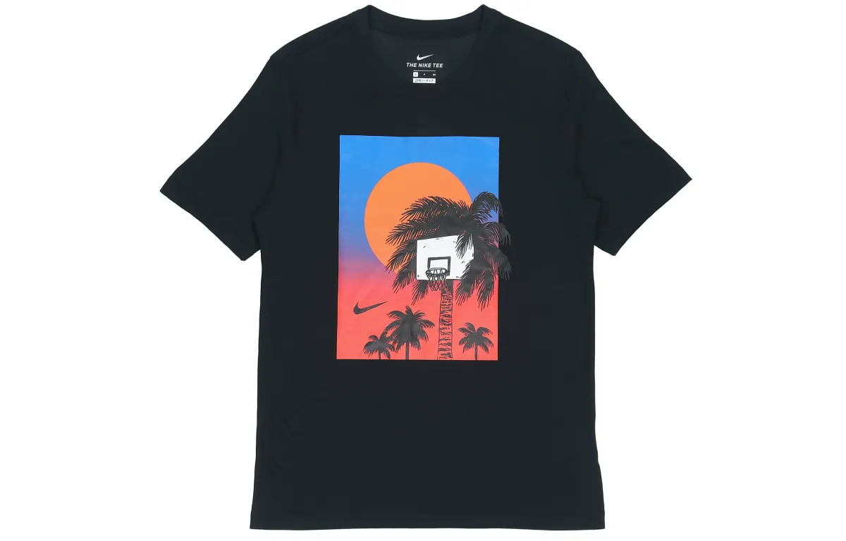 Nike T-Shirts Men's Black Crew Neck Moderate Straight Fit