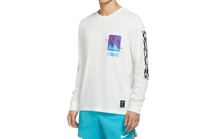 Nike T-Shirts Men's Sail White Crew Neck Moderate Straight Fit