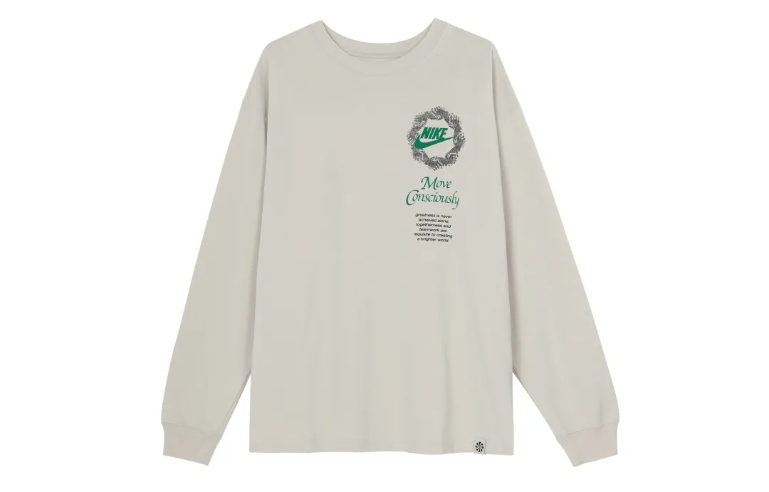 Nike T Shirts Men's Light Bone Crew Neck Moderate Straight Fit
