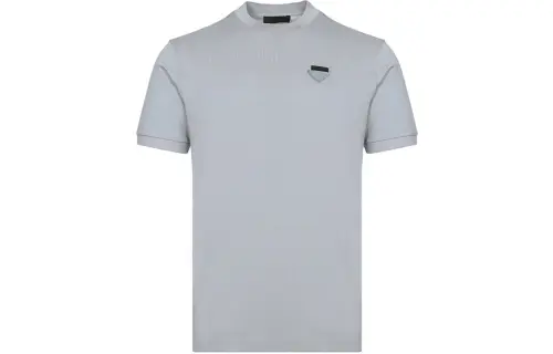 PRADA T Shirts Men's Light Gray Crew Neck Moderate Straight Fit
