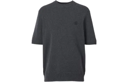 Burberry Cashmere Sweaters Men's Charcoal Heather Gray Crew Neck Moderate Straight Fit