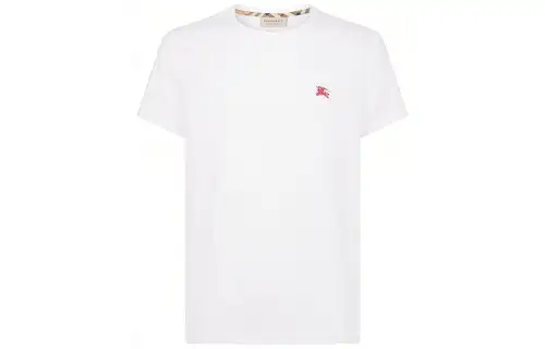 Burberry T Shirts Men's White Crew Neck Moderate Straight Fit