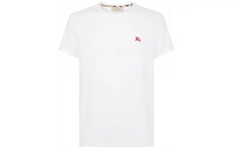 Burberry T Shirts Men's White Crew Neck Moderate Straight Fit