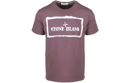 STONE ISLAND T Shirts Men's Purple Crew Neck Moderate Straight Fit