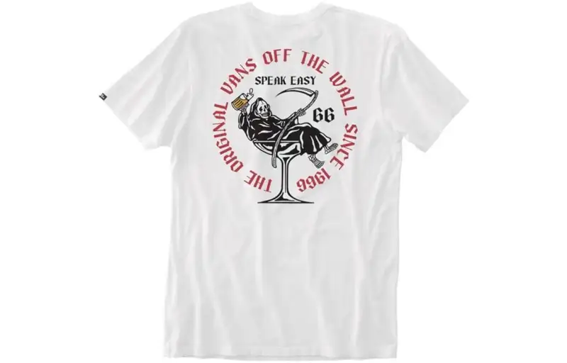 Vans T Shirts Men's White Crew Neck Moderate Straight Fit