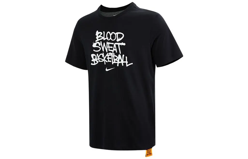 Nike T-Shirts Men's Black Crew Neck Moderate Straight Fit