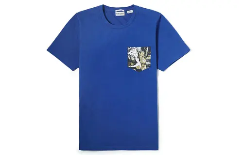 Timberland T Shirts Men's Blue Crew Neck Moderate Straight Fit