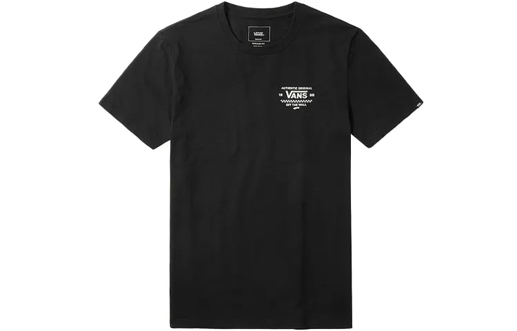 Vans T Shirts Men's Black Crew Neck Moderate Straight Fit