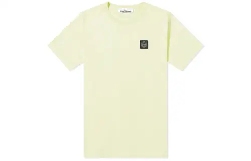 STONE ISLAND T Shirts Men's Yellow Crew Neck Moderate Straight Fit
