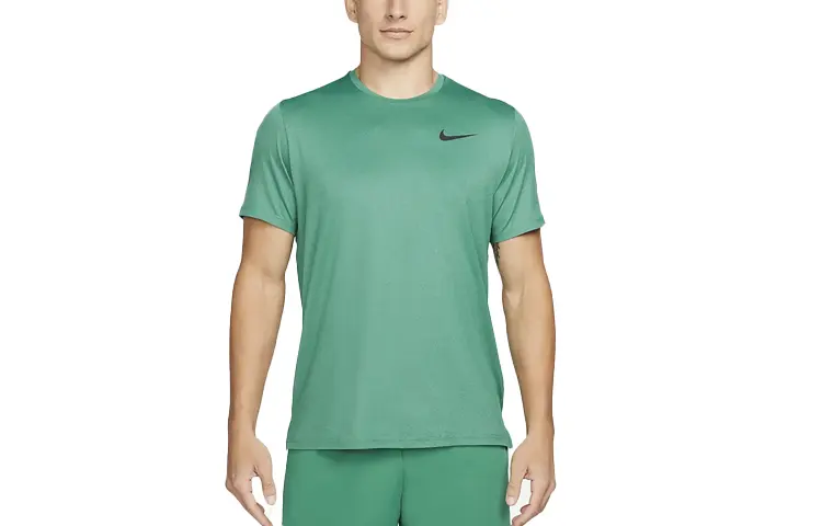 Nike T Shirts Men's Noble Green Crew Neck Moderate Straight Fit