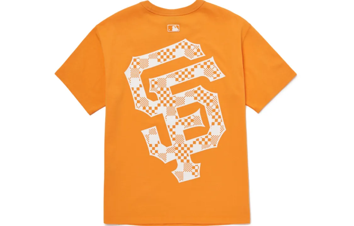 MLB T-Shirts Unisex Orange Crew Neck Moderate Straight Fit