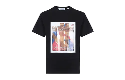 Burberry T Shirts Men's Black Crew Neck Moderate Straight Fit