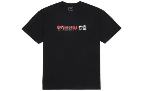 Vans T Shirts Men's Black Crew Neck Moderate Straight Fit