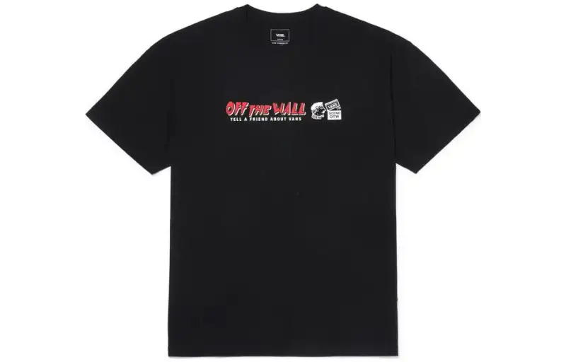 Vans T Shirts Men's Black Crew Neck Moderate Straight Fit