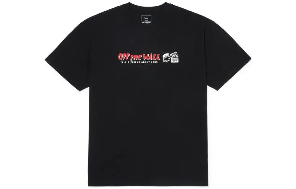 Vans T-Shirts Men's Black Crew Neck Moderate Straight Fit