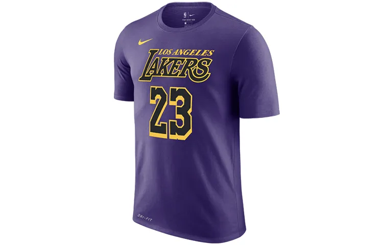 Nike T-Shirts Men's Purple Crew Neck Moderate Straight Fit