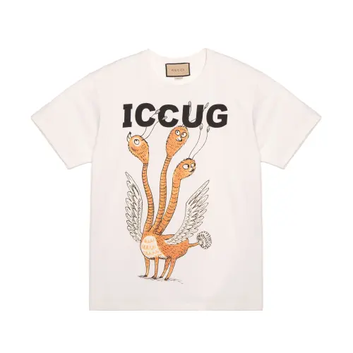GUCCI T Shirts Men's Beige Crew Neck Moderate