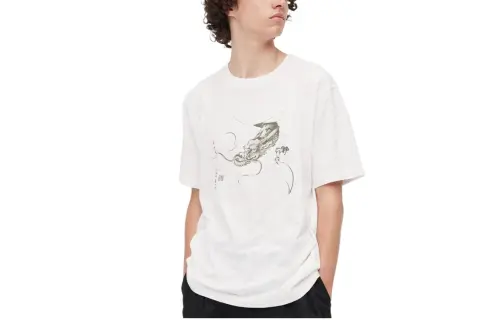 UNIQLO T Shirts Unisex Ivory Crew Neck Moderate
