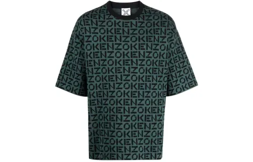 KENZO T Shirts Men's Green Crew Neck Straight Fit
