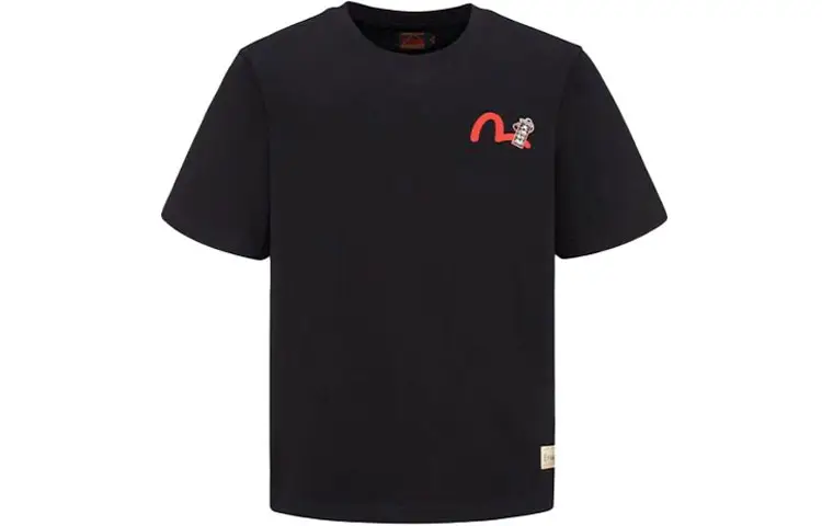 EVISU T Shirts Men's Black Crew Neck Moderate Straight Fit