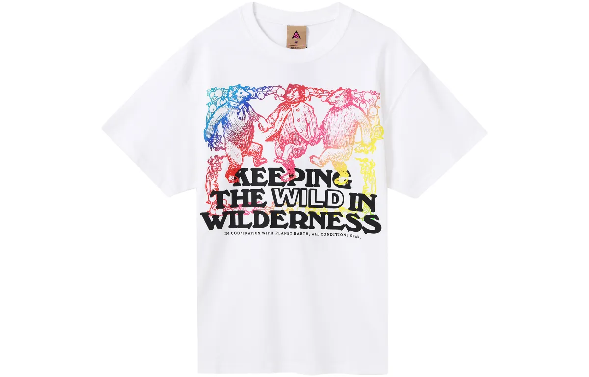 Nike ACG T-Shirts Men's White Crew Neck Moderate Straight Fit