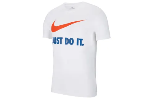 Nike T Shirts Men's White Crew Neck Moderate Straight Fit
