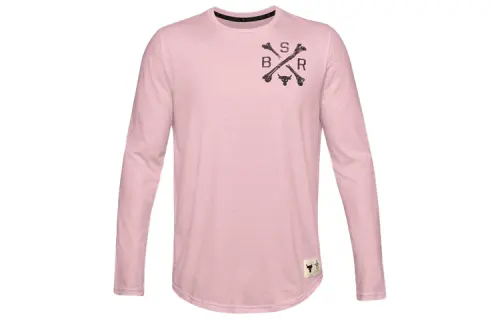 Under Armour Retro sports long-sleeve with a round collar, fuchsia
