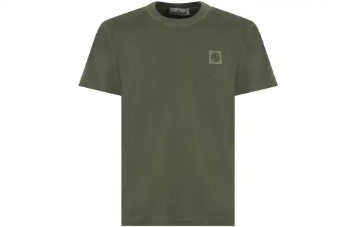 STONE ISLAND T Shirts Men's Green Crew Neck Moderate Straight Fit