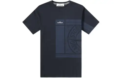 STONE ISLAND T Shirts Men's Marine Blue Crew Neck Moderate Straight Fit