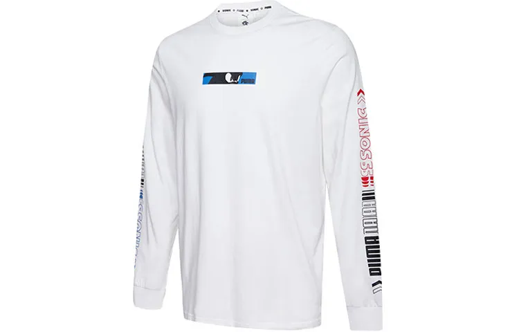 PUMA X SEGA T-Shirts Men's White Crew Neck Moderate Straight Fit