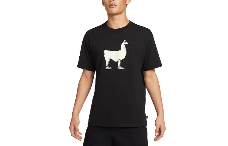 Nike T-Shirts Men's Black Crew Neck Moderate Straight Fit