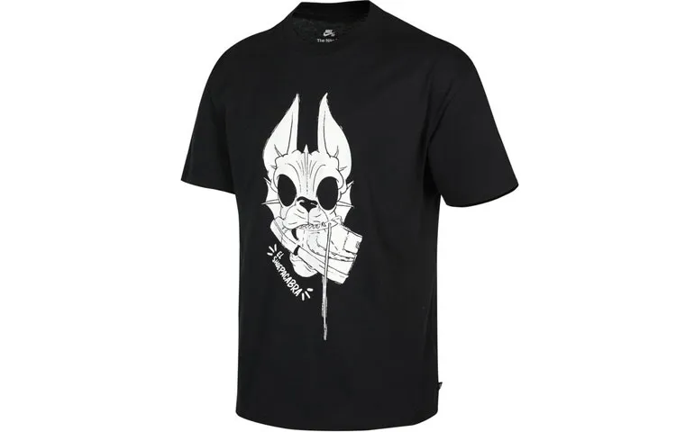 Nike T-Shirts Men's Black Crew Neck Moderate Straight Fit