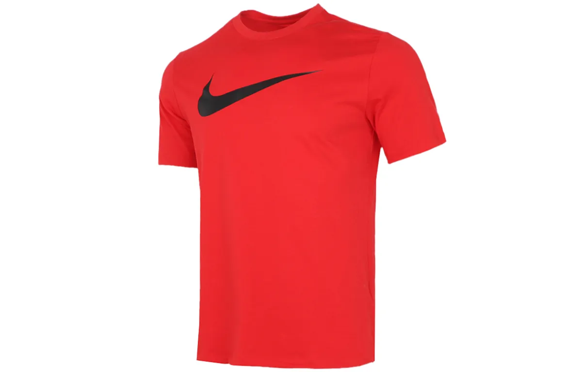 Nike T-Shirts Men's Red Crew Neck Moderate Straight Fit