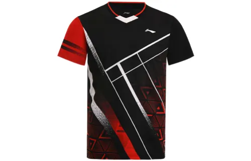 Li Ning T Shirts Men's Black V Neck Moderate Straight Fit