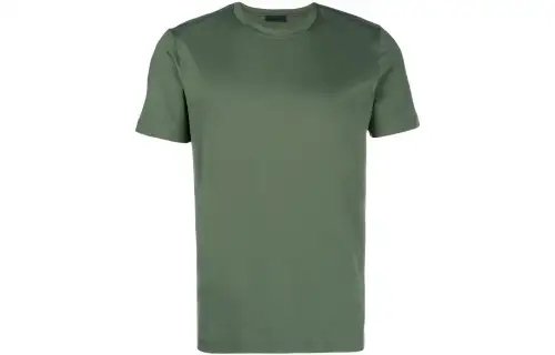 PRADA T Shirts Men's Green Crew Neck Moderate Straight Fit