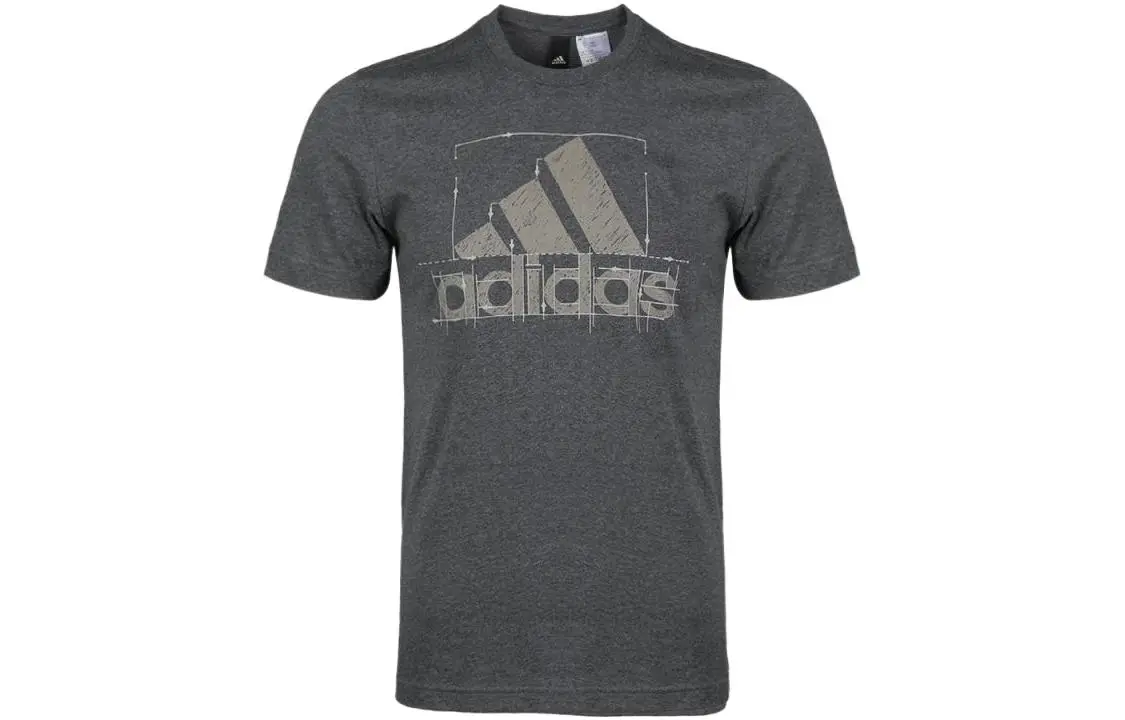 Adidas T-Shirts Men's Gray Crew Neck Moderate Straight Fit