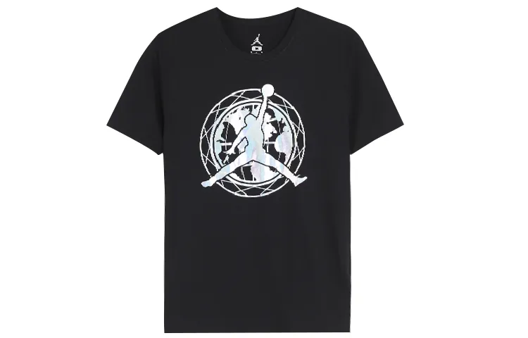 Jordan T-Shirts Men's Black Crew Neck Moderate Straight Fit