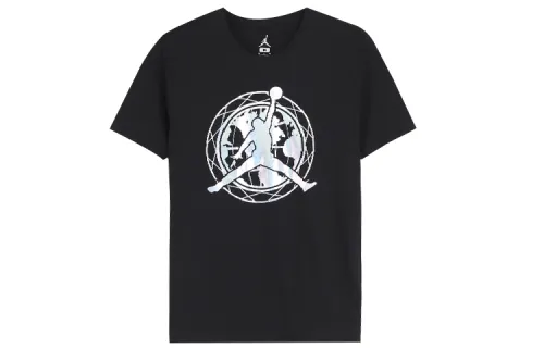 Jordan T Shirts Men's Black Crew Neck Moderate Straight Fit