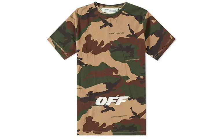 OFF WHITE T Shirts Unisex Camouflage Crew Neck Moderate Straight Fit