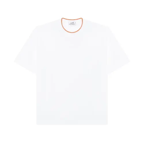 HERMES Solid Color Pocket Crew Neck Short Sleeved Shirt SS22 T Shirt Men's White