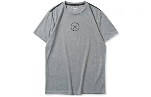 Li Ning Wade Collection T Shirts Men's Heather Gray Crew Neck Moderate Straight Fit