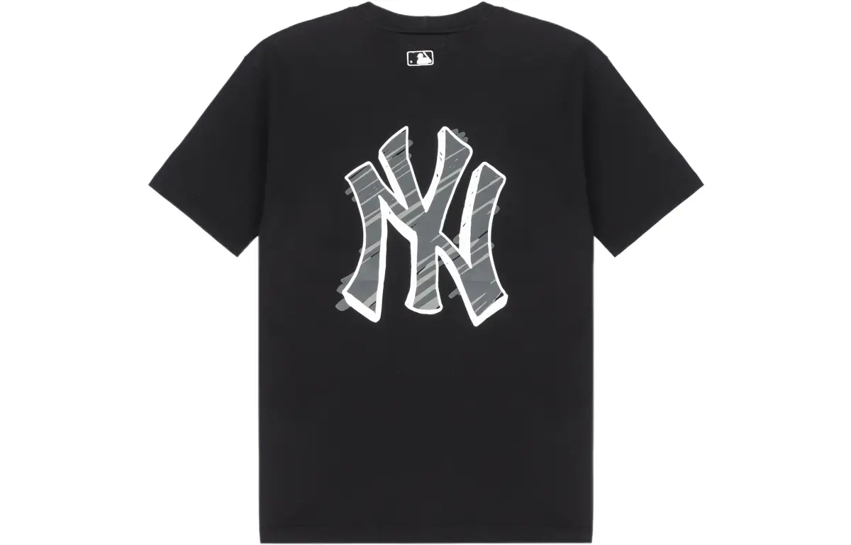 MLB Basic Logo T-Shirts Unisex Black Crew Neck Moderate