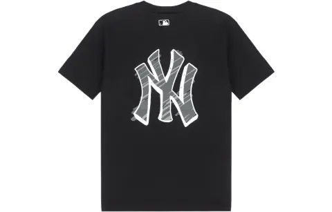 MLB Basic Logo T-Shirts Unisex Black Crew Neck Moderate