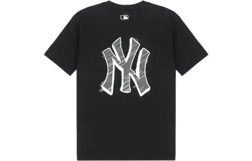 MLB Base Logo T Shirts Unisex Black Crew Neck Moderate Straight Fit