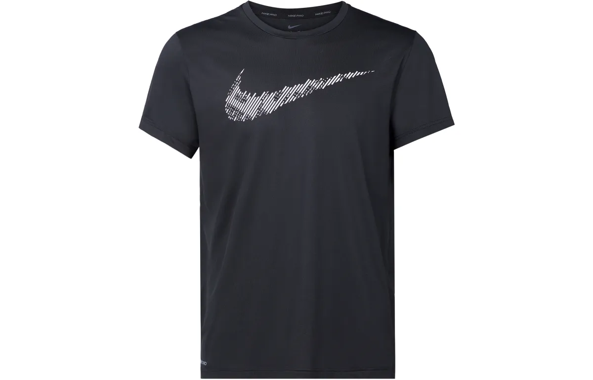 Nike T-Shirts Men's Black Crew Neck Moderate Straight Fit