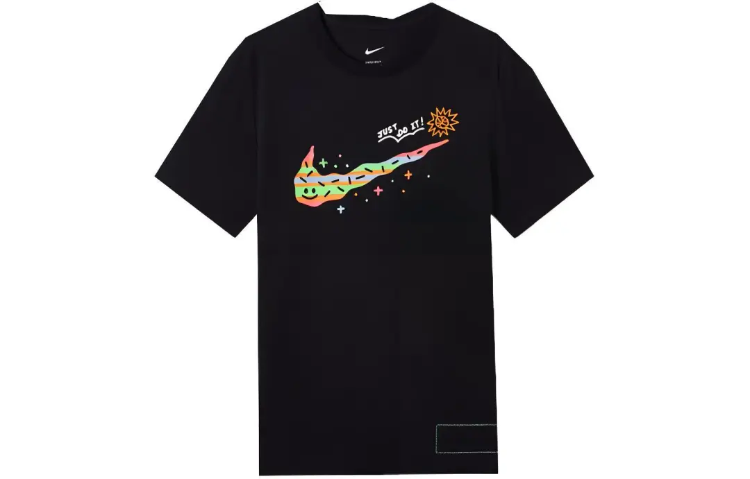 Nike T Shirts Men's Black Crew Neck Moderate Straight Fit