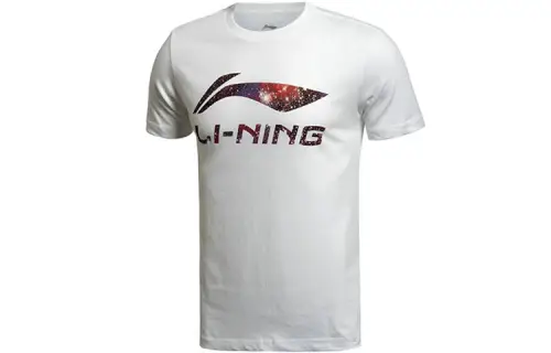 Li Ning Sports Fashion Collection T Shirts Men's Standard White Crew Neck Moderate Straight Fit