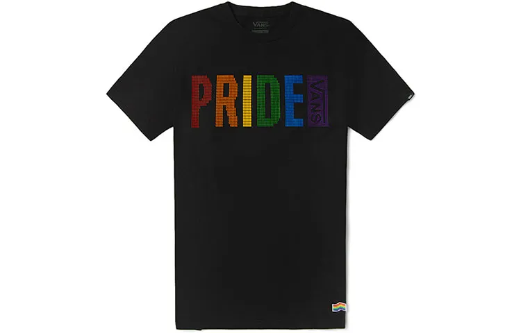 Vans X PRIDE T-Shirts Unisex Black Crew Neck Moderate Straight Fit
